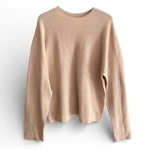 GreyVen Cashmere-Blend Oversized Ribbed Sweater | Beige Quiet Luxury Knit S/M